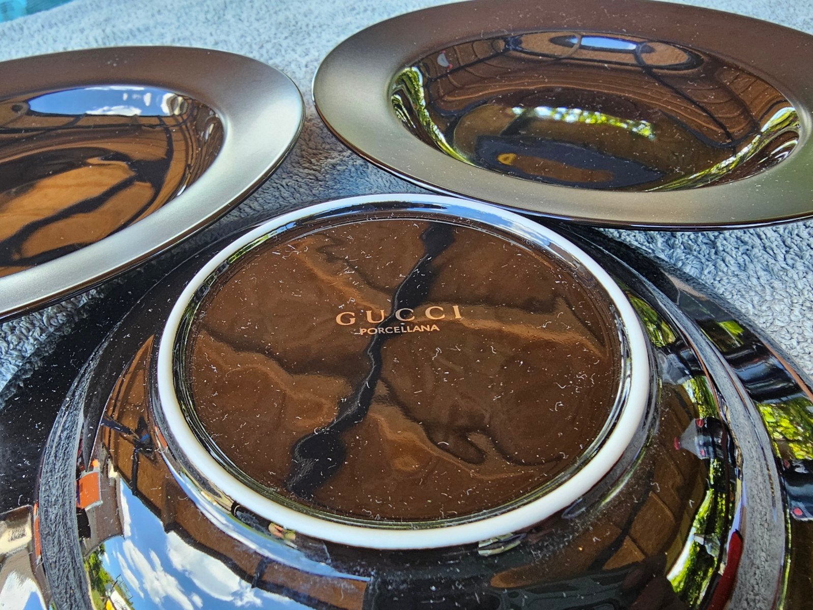 Gucci X TOM FORD (1999) rare set of 3 dinner plates black, Ophalen of Verzenden