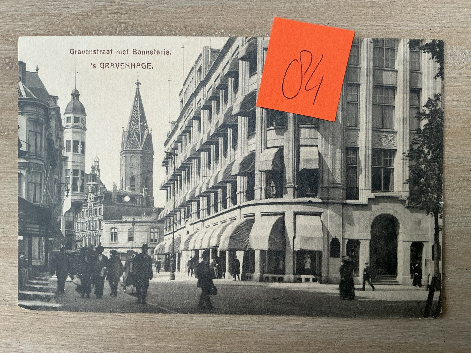 Oude ansichtkaart Gravenstraat met Bonneterie, 's-Gravenhage, Ophalen of Verzenden, Voor 1920, Gelopen, Zuid-Holland