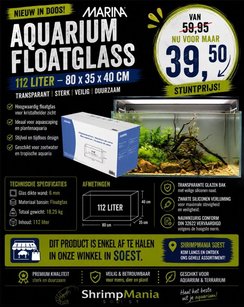 MARINA  Aquarium Floatglass 112 Liter – 80x35x40 cm, Dieren en Toebehoren, Ophalen, ., Nieuw, Overige merken