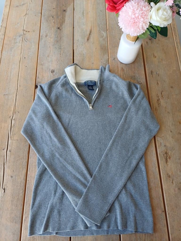 Vintage Polo Jeans Co. Ralph Lauren Half-Zip Sweater M, Maat 48/50 (M), Ophalen of Verzenden, Grijs, Polo Ralph Lauren