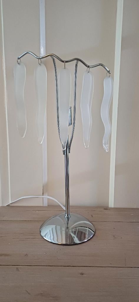 Prachtige lamp met glazen ijspegels (dimmer regelaar), Ophalen of Verzenden, Zo goed als nieuw, Glas, Minder dan 50 cm