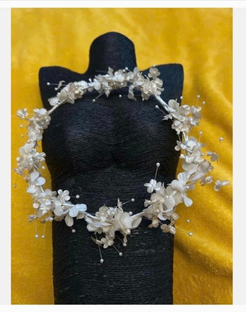 Antieke Hoofdkroon met Bloemen en Parel Details, Antiek en Kunst, Antiek | Kleding en Accessoires, Ophalen of Verzenden, Dames