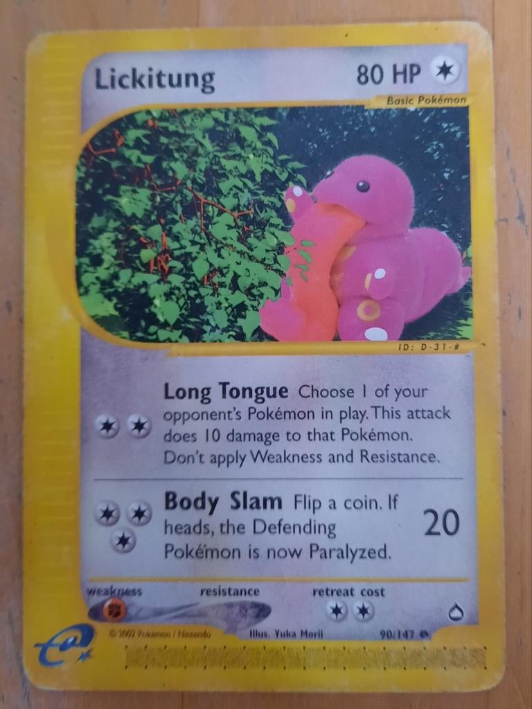 Pokémon Kaart Lickitung 90/147 e-Series, Ophalen of Verzenden, Gebruikt, Losse kaart