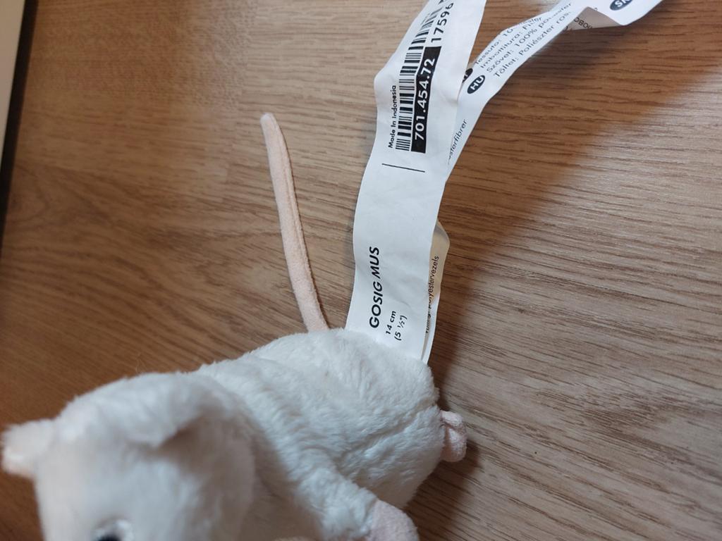 IKEA witte muis knuffeltje gosig mus, Ophalen of Verzenden