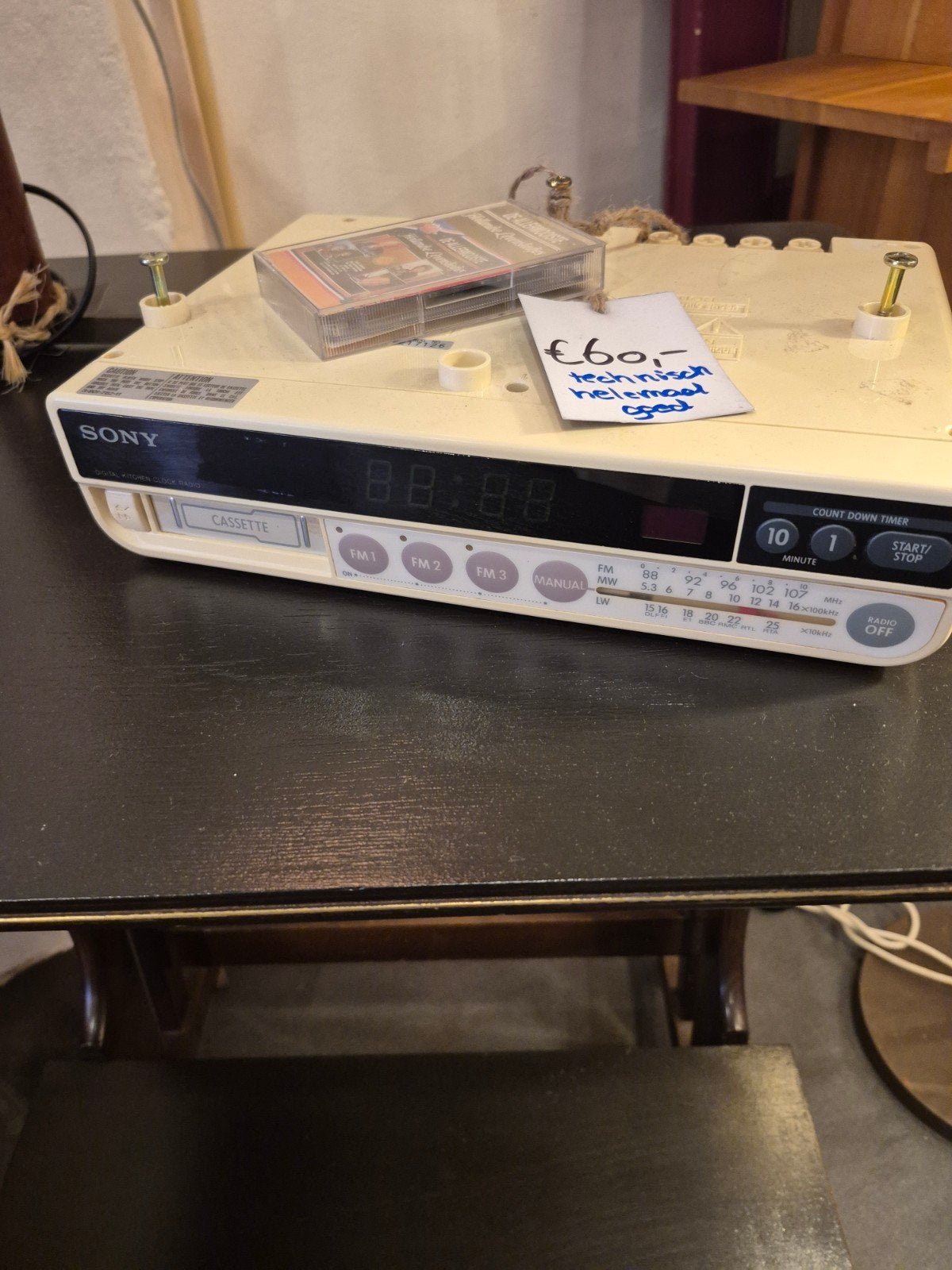 Vintage Sony ICF-C560L Radio Cassette Wekker, Ophalen of Verzenden, Gebruikt, Radio, Met cd-speler