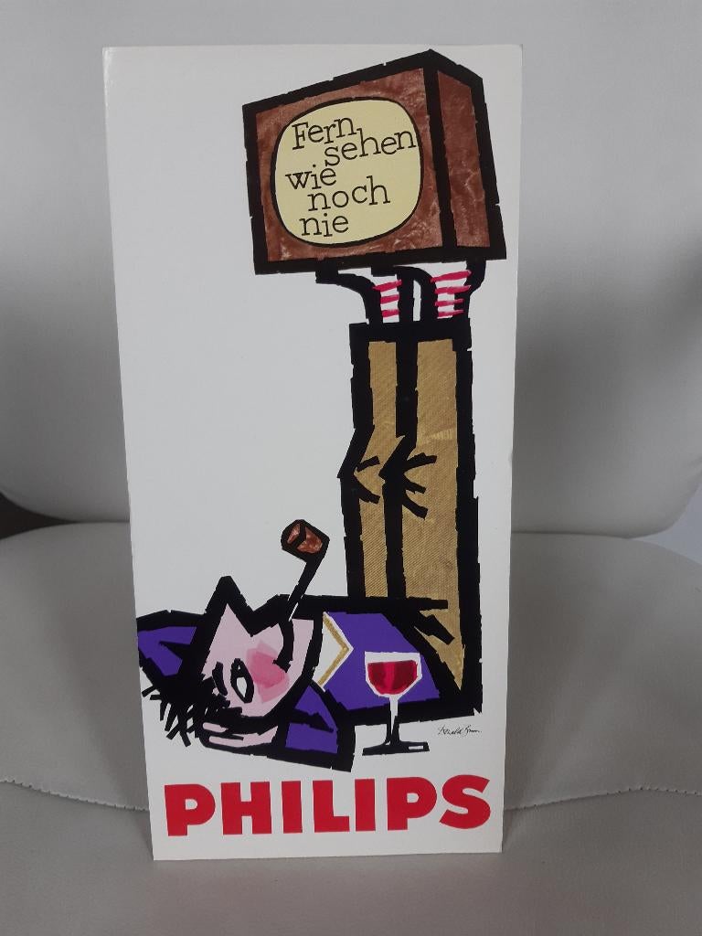 Originele reclamestaander Philips van Donald Brun TV, Verzenden, Zo goed als nieuw, Reclamebord