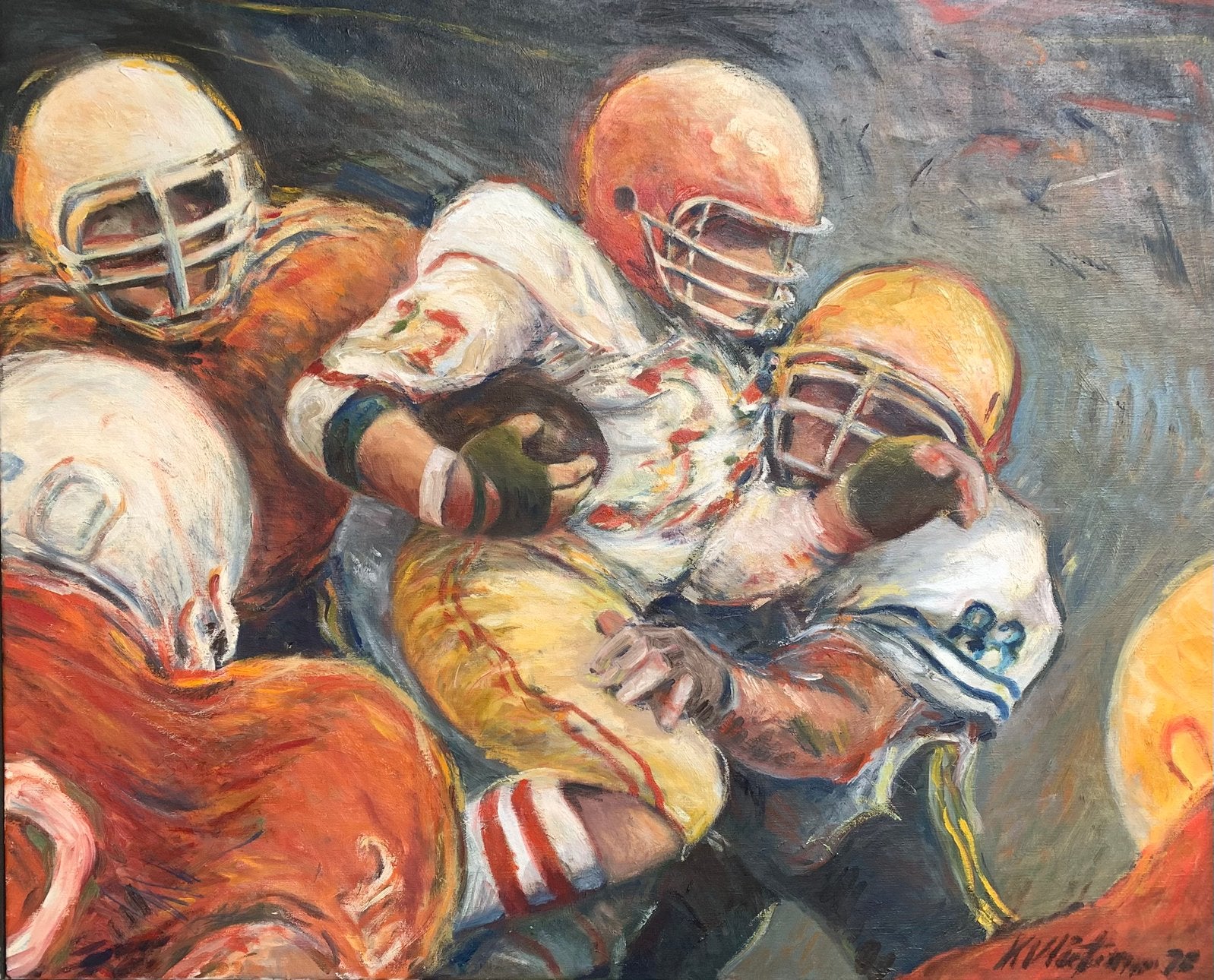 “ Touchdown” Olieverf schilderij, Antiek en Kunst, Kunst | Schilderijen | Modern, Ophalen of Verzenden