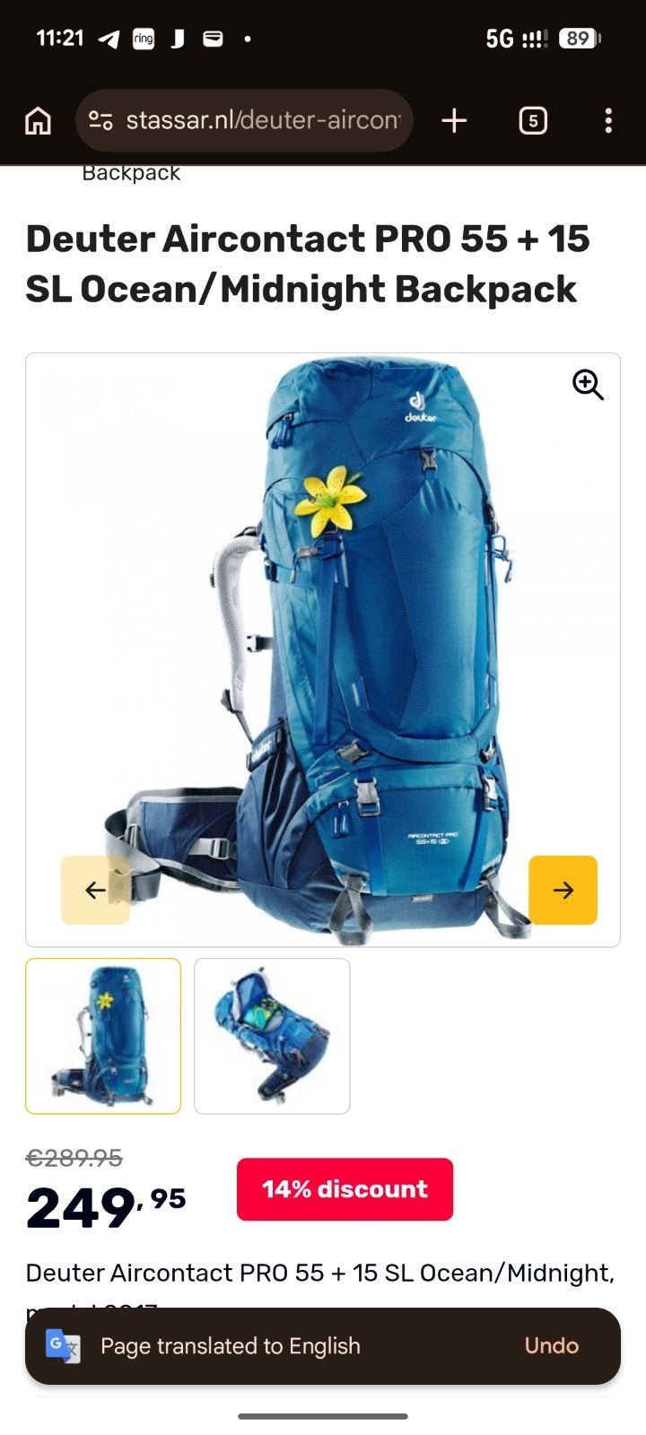 Deuter Aircontact PRO 55 + 15 SL Dames Backpack - Blauw, Deuter, Ophalen of Verzenden, Zo goed als nieuw