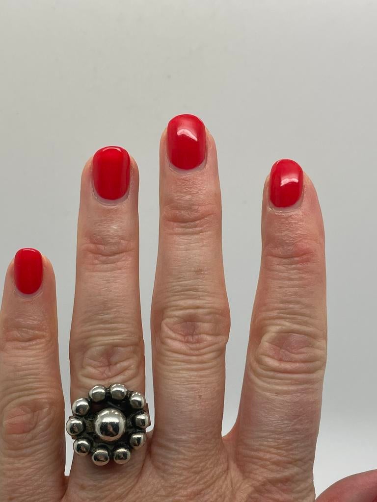 D794 Prachtige zilveren modernist ring (verstelbaar), Sieraden, Tassen en Uiterlijk, Ophalen of Verzenden, Zilver, Ring
