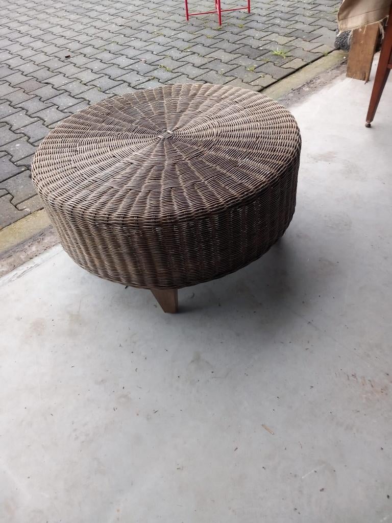 Rieten bruine salontafel, Huis en Inrichting, Tafels | Salontafels, Ophalen, Riet, 100 tot 150 cm, Rond