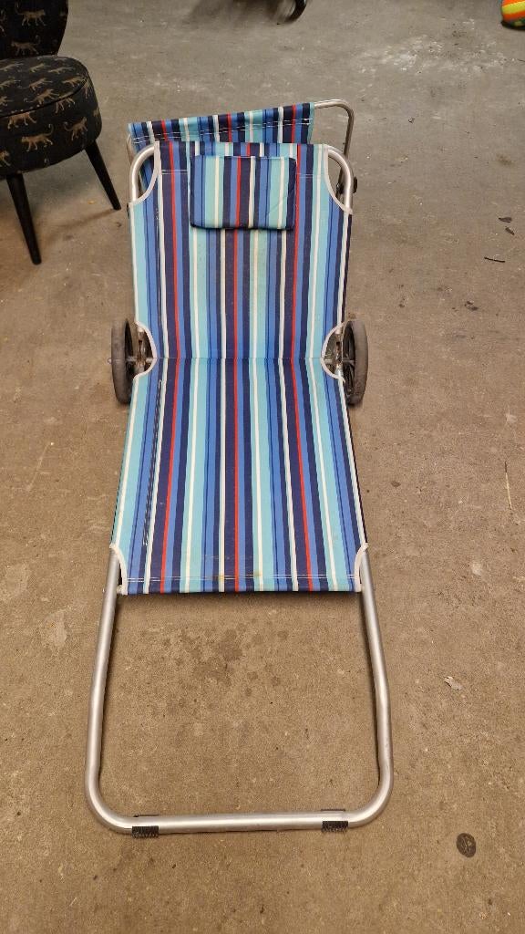 Strandbed met wielen, Ophalen, Gebruikt, Aluminium, Verstelbaar