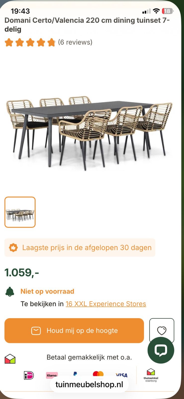 Luxe complete tuinset van Domani Furniture, Ophalen, Zo goed als nieuw, Wicker