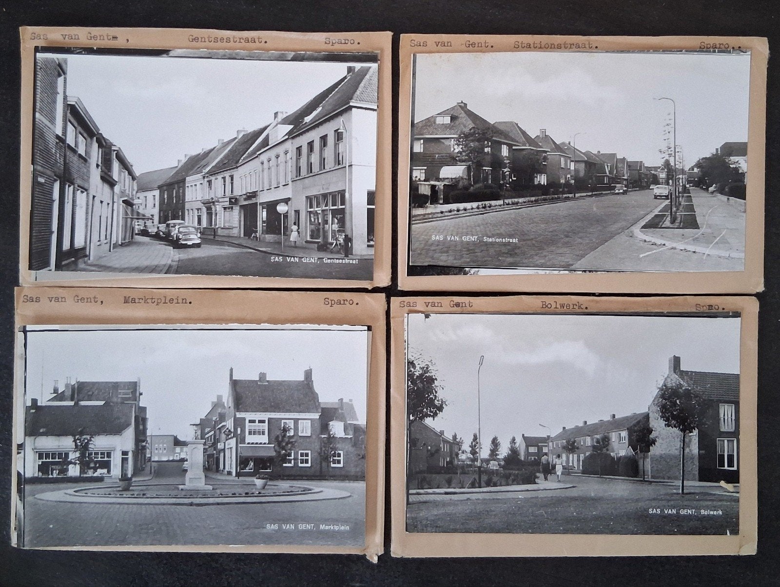 Sas van Gent, 4 x glasplaat JosPe., Ophalen of Verzenden, 1960 tot 1980, Ongelopen, Zeeland