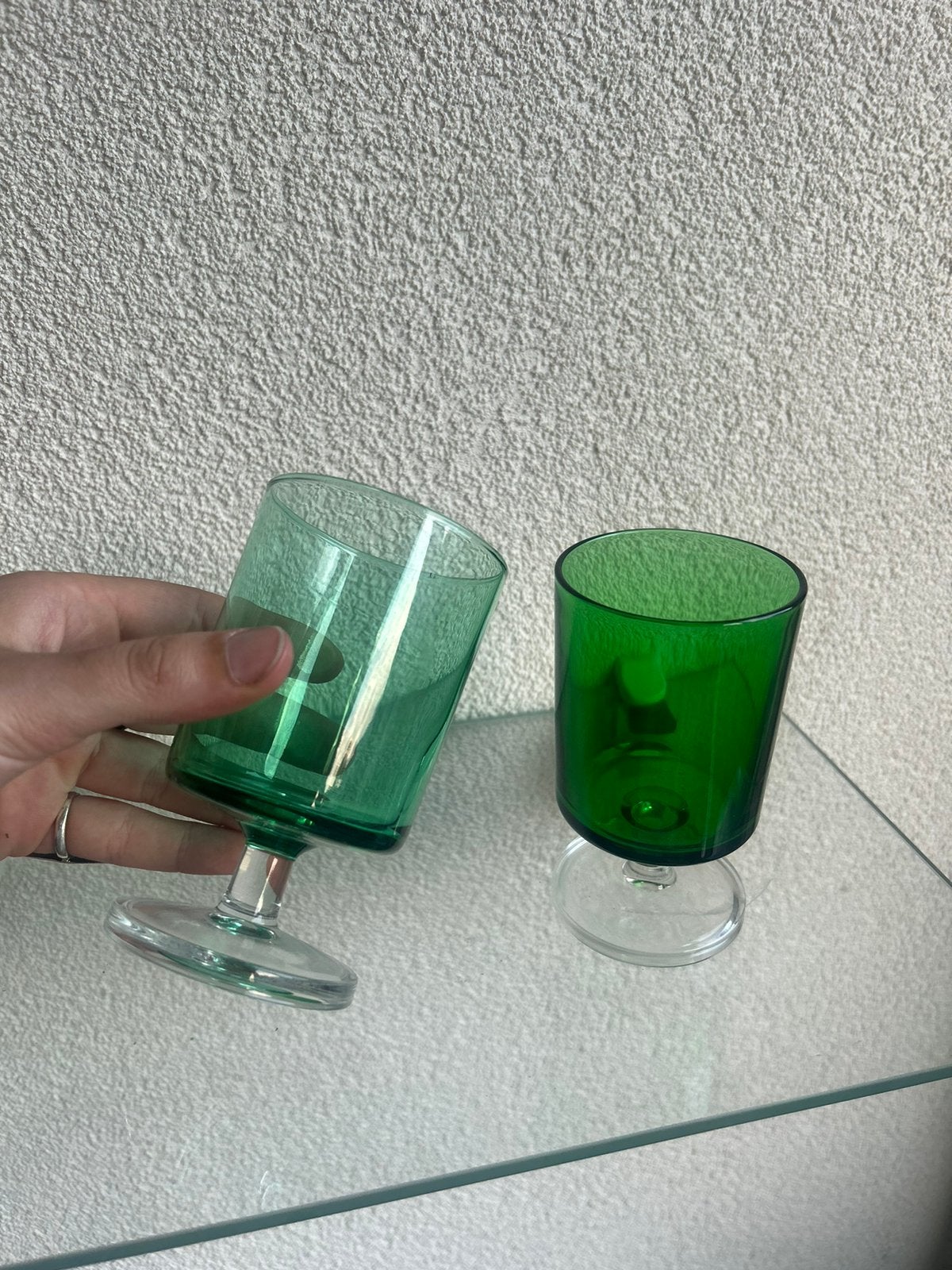 Vintage Luminarc Groene glazen (Set van 2), Ophalen of Verzenden