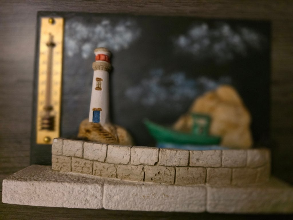 Beeldje vuurtoren en water met thermometer, Ophalen of Verzenden, Zo goed als nieuw, Overige typen