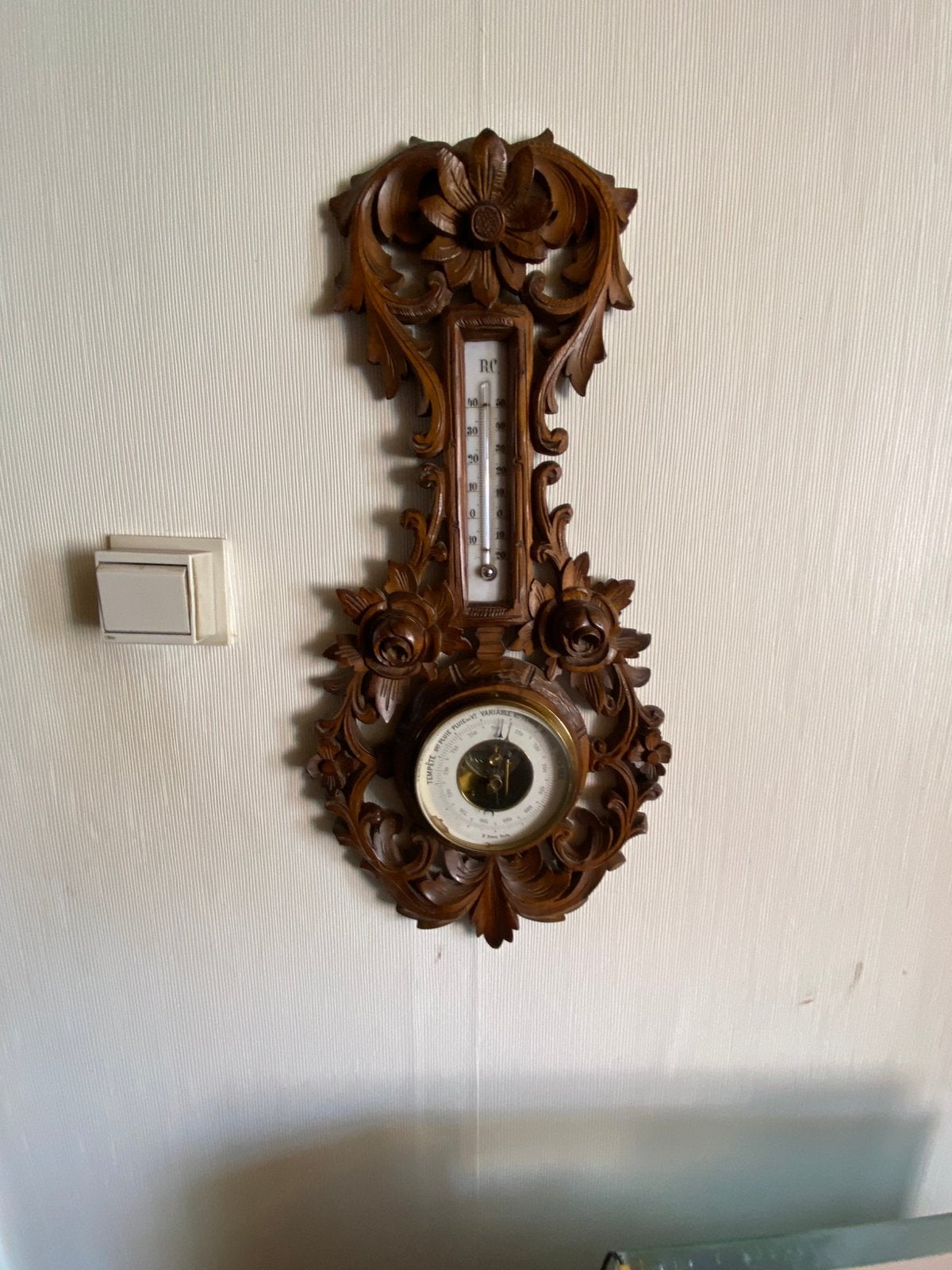 Antieke barometer/thermometer, Ophalen, Zo goed als nieuw