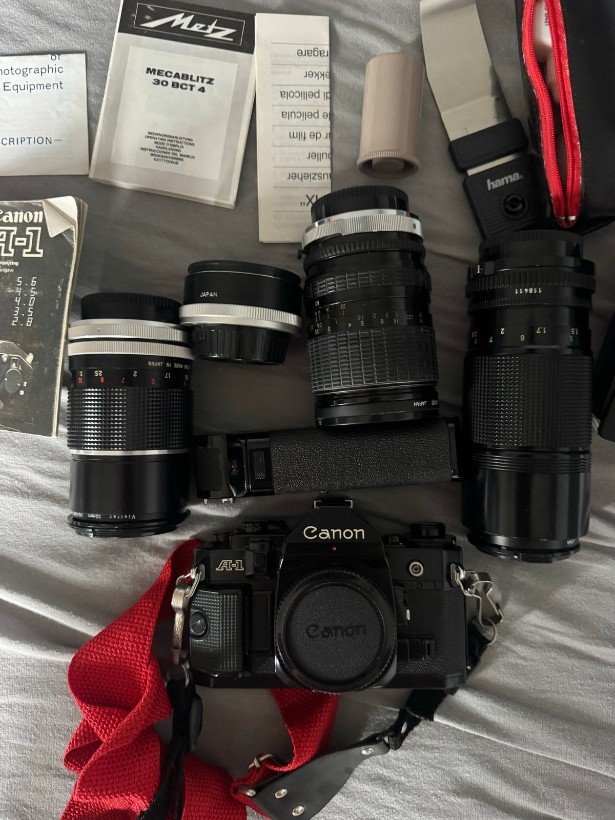 Canon A-1 Spiegelreflexcamera met uitgebreide toebehoren, Ophalen of Verzenden, Gebruikt, Spiegelreflex, Canon