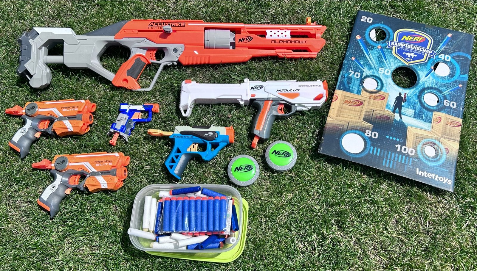 Grote Nerf collectie met diverse blasters en accessoires, Ophalen of Verzenden, Gebruikt, Jongen of Meisje