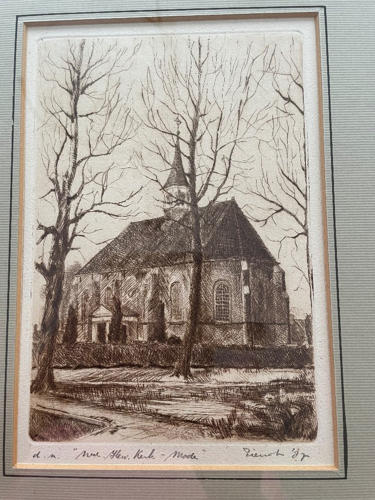 Etsjes gesigneerd, Ophalen of Verzenden, Stadsgezicht, Ets, Ingelijst