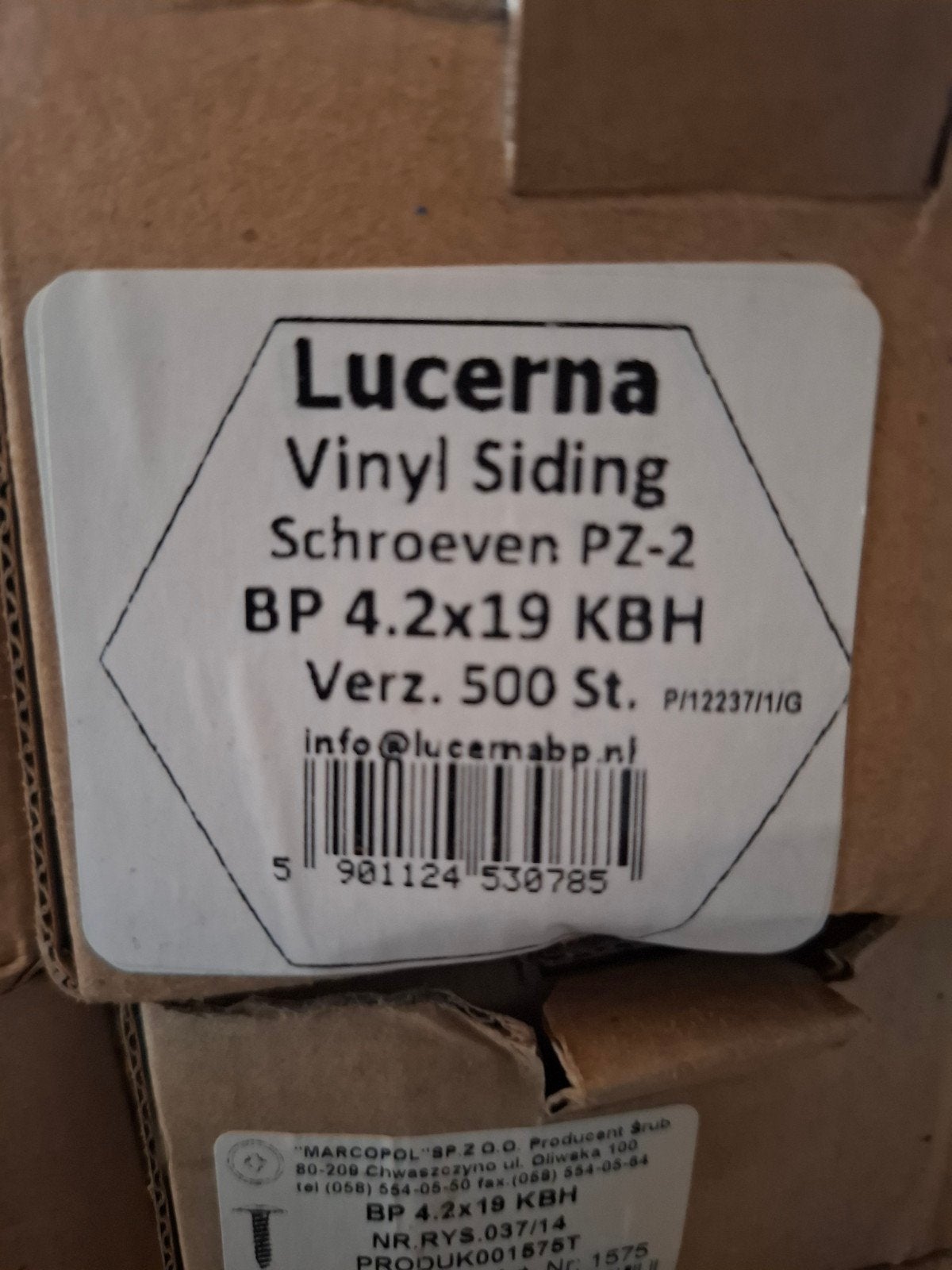 Lucerna Vinyl Siding Schroeven 4.2x19 KBH Verz. 17x50, Ophalen, Nieuw, Minder dan 50 mm, Schroeven