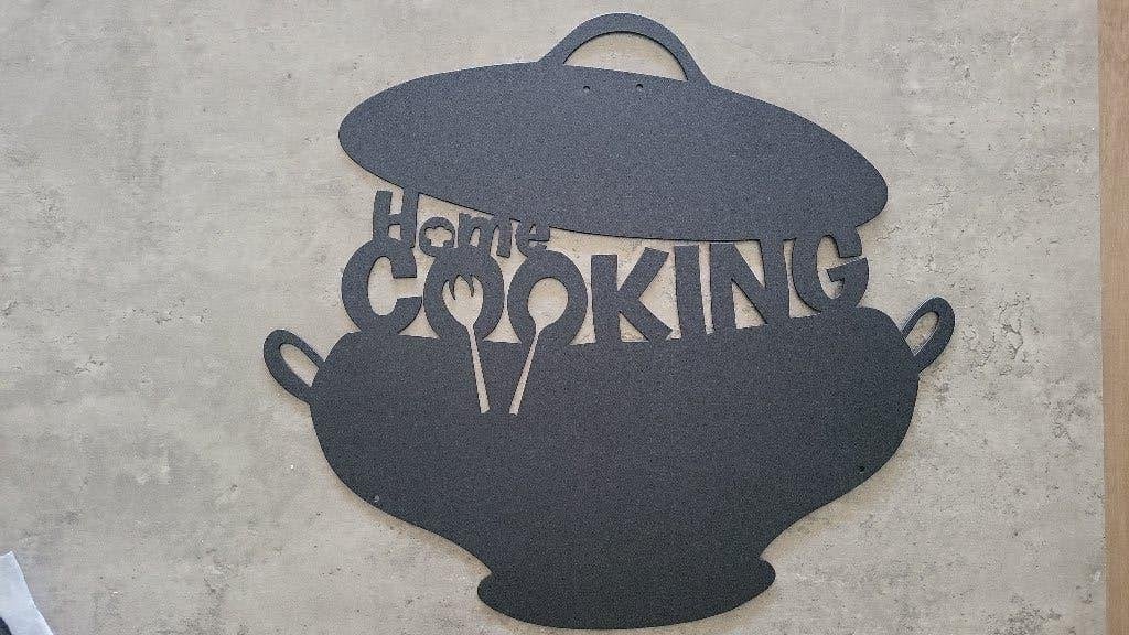 Metalen wand decoratie Home Cooking, Ophalen, Metaal, Zwart, Decoratieobject