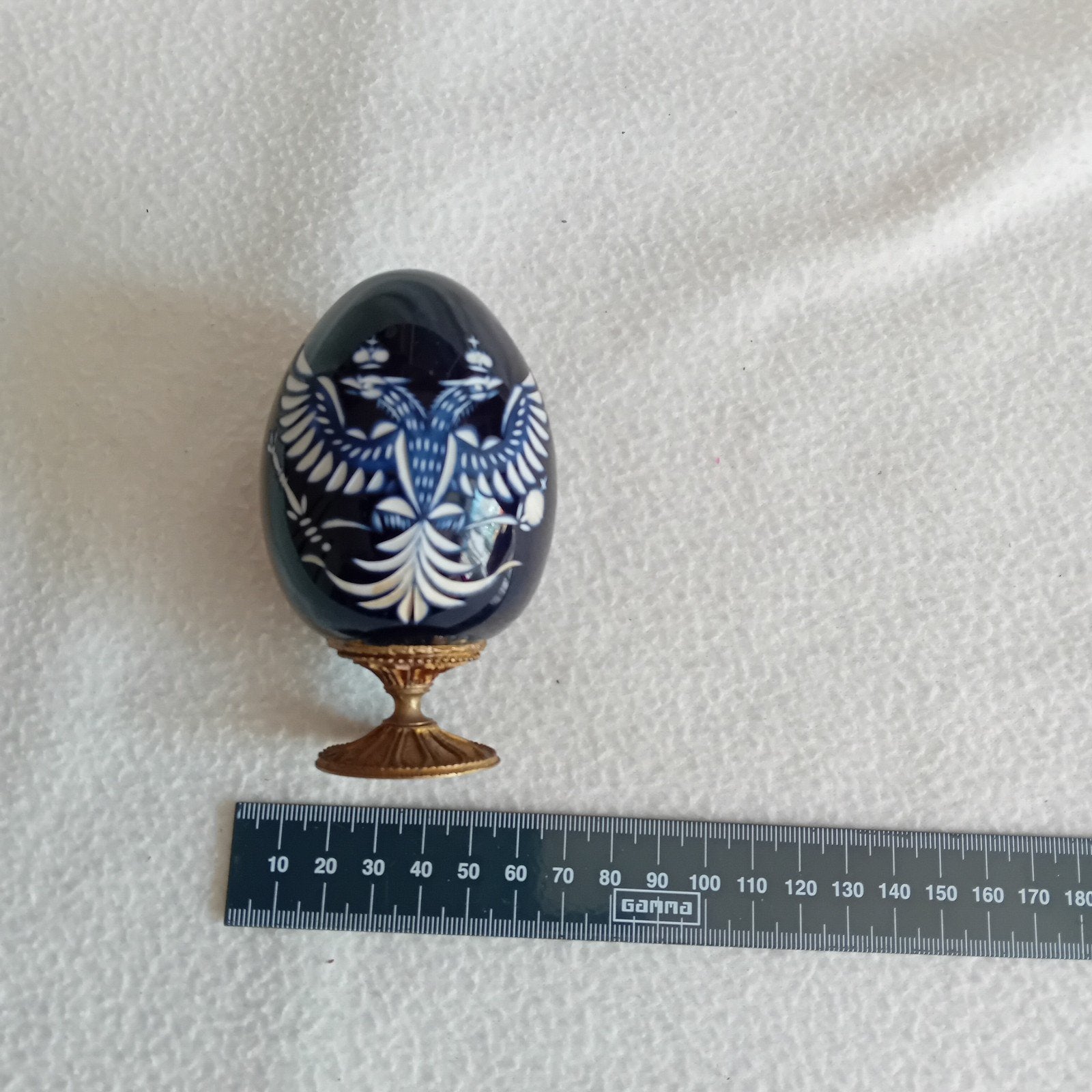 Decoratief Russisch Keizerlijk Ei op Voetstuk, Antiek en Kunst, Ophalen of Verzenden
