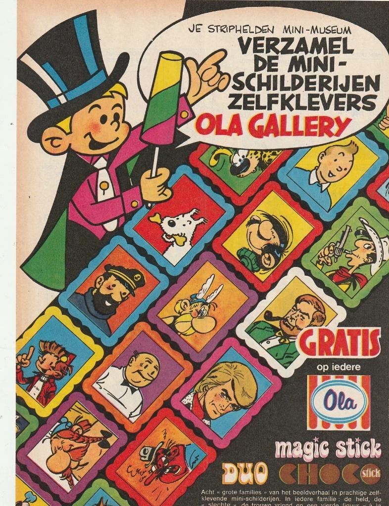 Retro reclame 1974 Ola duo choc ijsjes Kuifje Asterix Suske, Verzamelen, Verzenden, Overige typen