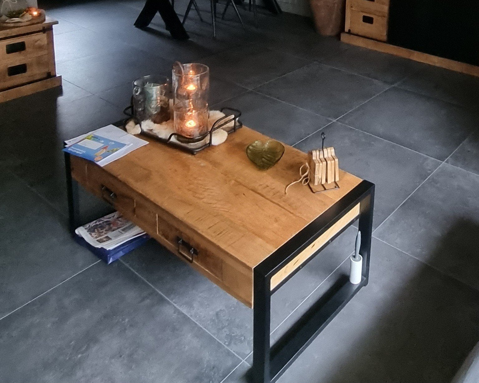 mango houten eettafel en salontafel, Ophalen