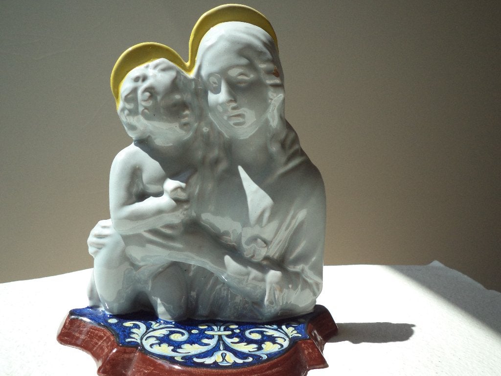 vintage D. Grazia Deruta Madonna col Bambino Della Robbia, Antiek en Kunst, Ophalen of Verzenden