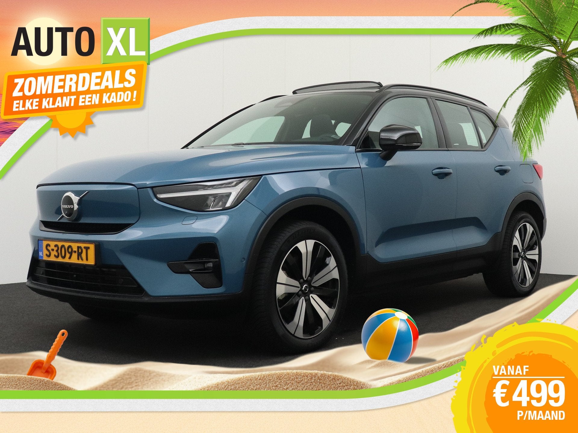 Volvo XC40 Recharge Ultimate 70 kWh (96%SOH) Warmtepomp Pano, Auto's, Volvo, Stof, Gebruikt, Zwart, Blauw