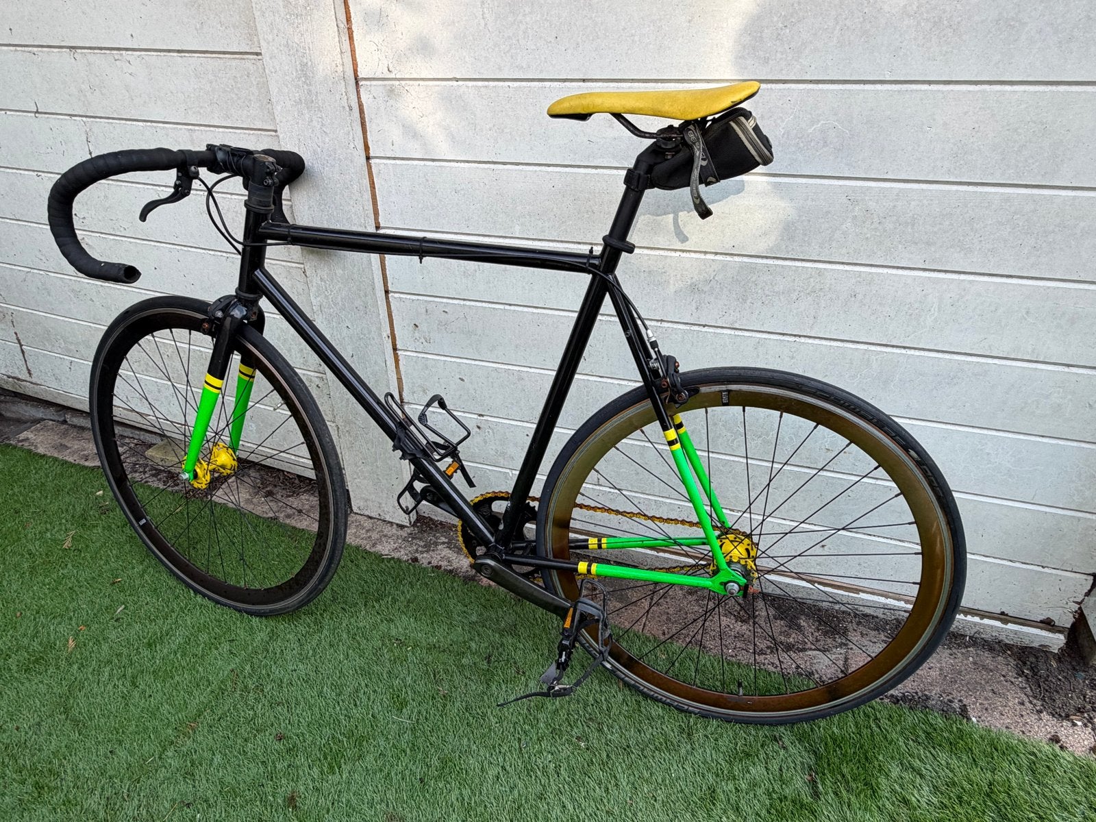 State Bicycle Co. Fixie/Single Speed Fiets - Zwart/Neon, Gebruikt, Staal, 57 tot 61 cm, Ophalen