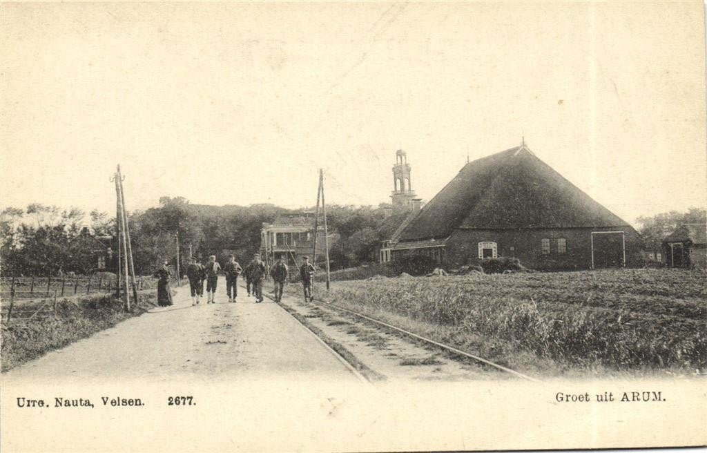 Groet uit Arum. - dorpsgezicht - ongelopen, Ophalen of Verzenden, 1920 tot 1940, Ongelopen, Friesland