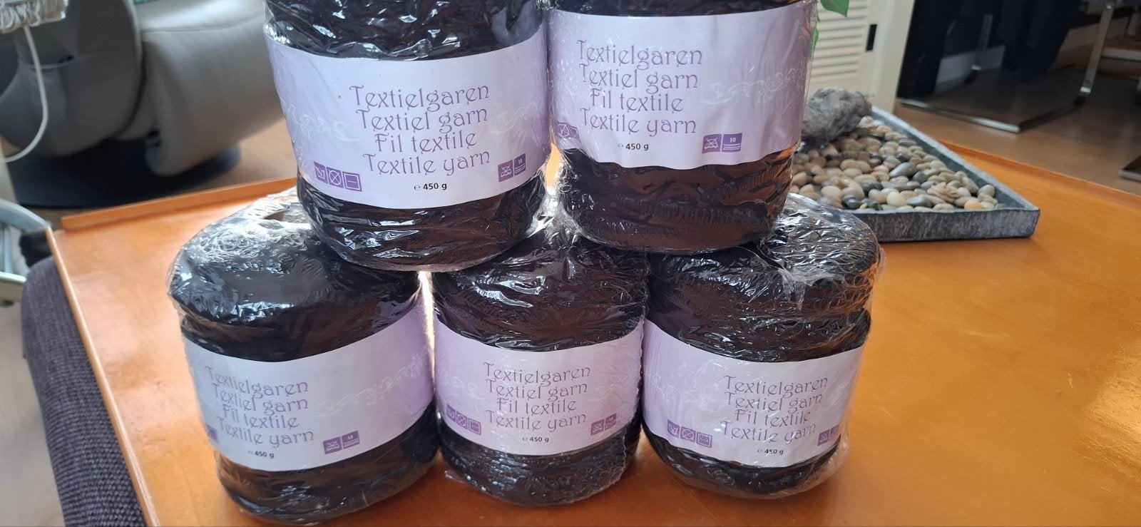 Textielgaren - Zwart (5 bollen van 450g), Ophalen of Verzenden, Nieuw, Breien of Haken, Wol of Garen