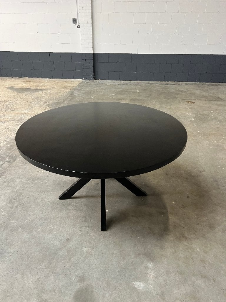 Ronde eettafel 160cm mango zwart incl. spinpoot, Ophalen, 150 tot 200 cm, Rond, Nieuw