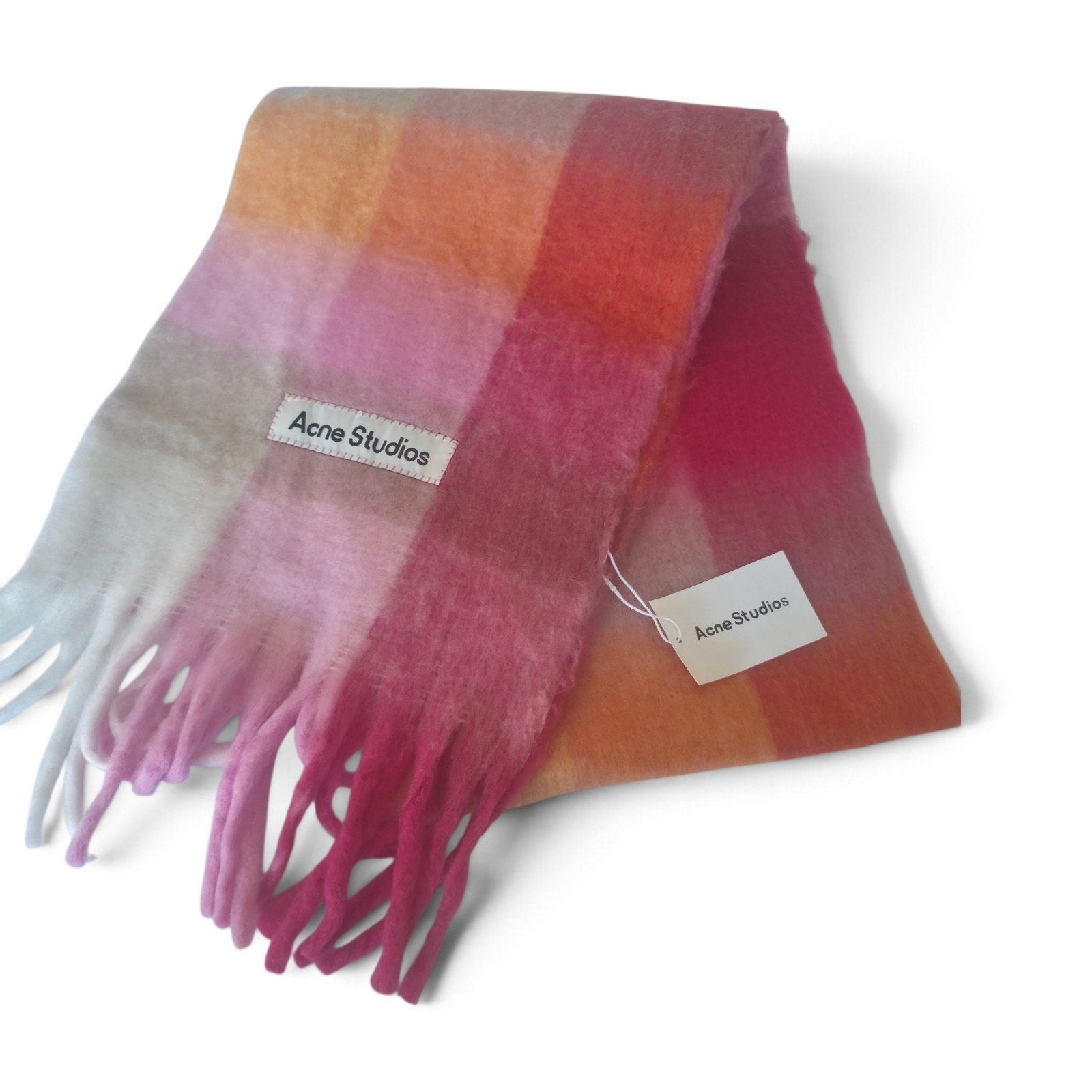 Acne Studios Geruite Sjaal Roze/Oranje - Zo goed als nieuw, Acne Studios, Verzenden, Zo goed als nieuw, Sjaal