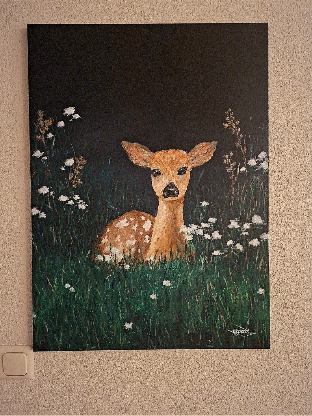 zelfgemaakt schilderij 55x75 cm, Acrylverf, Gelakt/vernis, Ophalen of Verzenden, Dieren