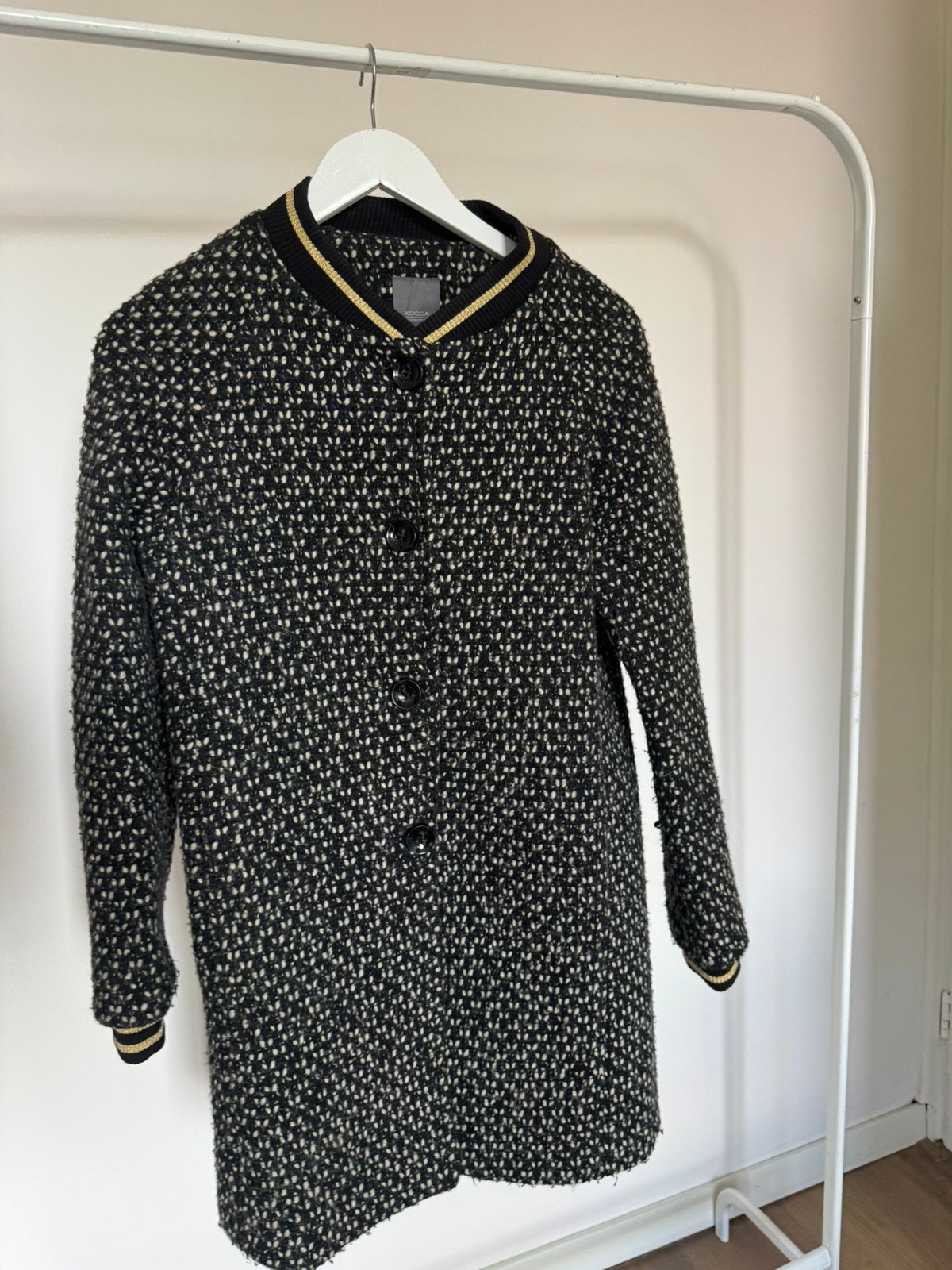 Kocca wollen jas prachtig patroon – Maat S, Kleding | Dames, Ophalen of Verzenden, Zo goed als nieuw, Maat 36 (S), Zwart
