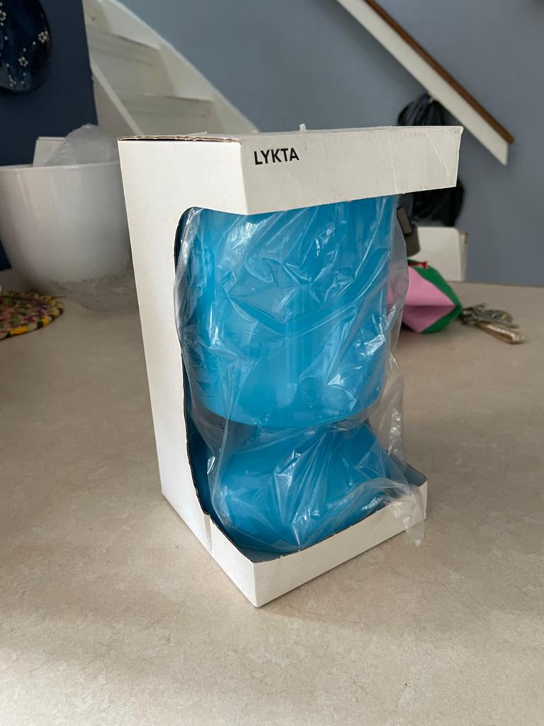 Vintage IKEA Lykta paddenstoel lamp blauw - Nieuw in doos!, Ophalen of Verzenden, Nieuw, Glas, Minder dan 50 cm