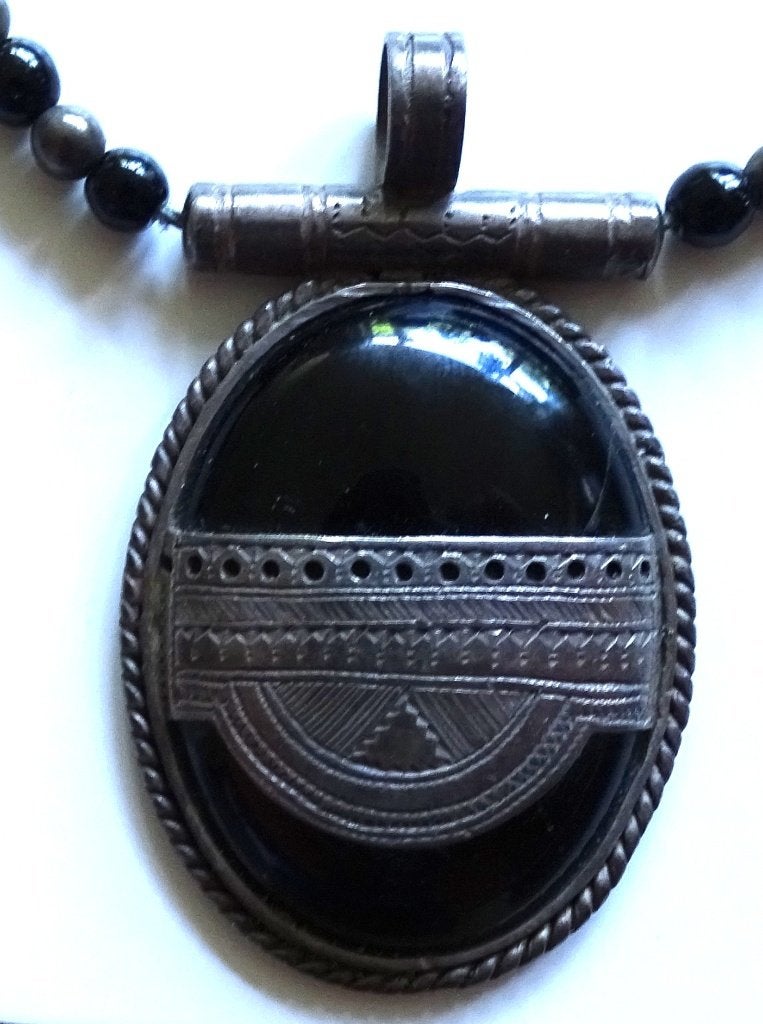 Zilveren Toeareg ketting met Onyx steen - handgemaakt, Overige materialen, Gebruikt, Verzenden, Met edelsteen