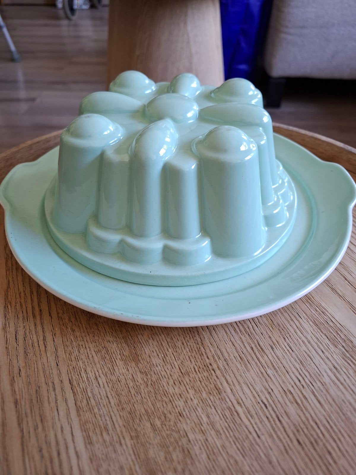 pudding vorm aardewerk lichtblauw, Ophalen