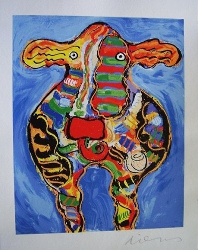Peter Diem - "Colour Full Cow", Gesigneerd, Ophalen of Verzenden, Zeefdruk