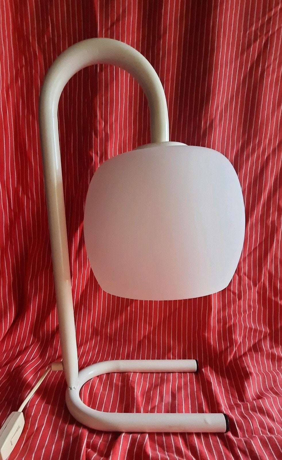 Aparte postmoderne tafellamp jrn 70/80, lees de beschrijving, Wit, Zo goed als nieuw, Glas, E27 (groot)
