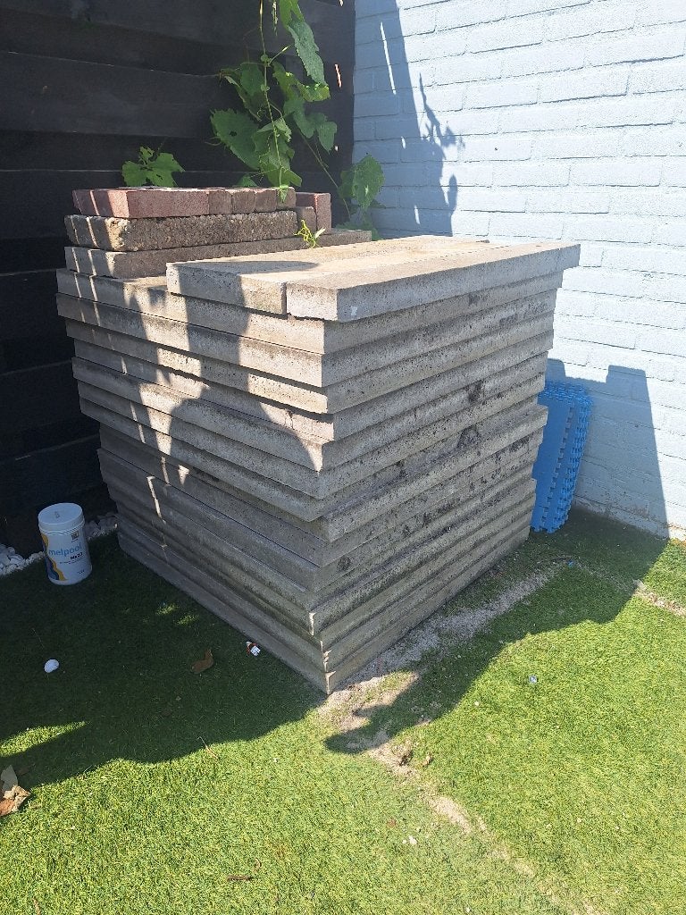 Tuintegels 80cm x80cm op te halen in Wijchen, Tuin en Terras, Ophalen, Gebruikt, Beton, Terrastegels