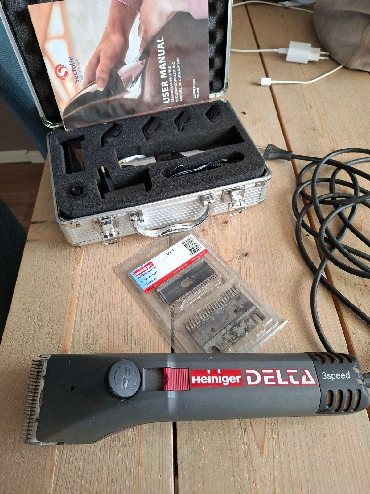 Heiniger Delta scheerapp en Sectolin clipper, Ophalen, Gebruikt