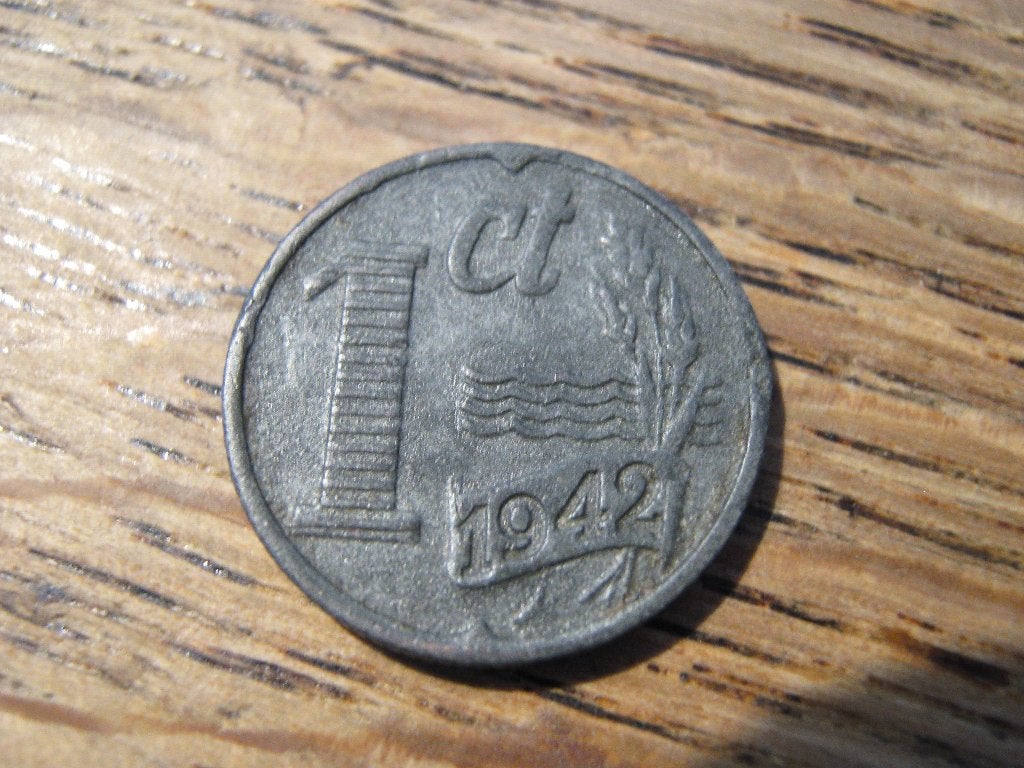Oorlogsgeld WW2, zinken Cent 1942 Duitse bezetting #463, Ophalen of Verzenden, Koningin Wilhelmina, 1 cent, Losse munt