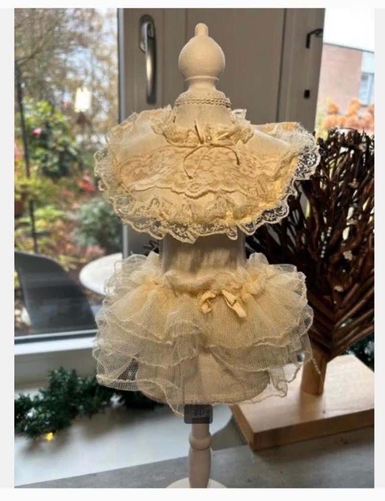 Vintage toonbank Paspop met bijzonder tutu rokje en Kraag, Antiek en Kunst, Curiosa en Brocante, Ophalen of Verzenden
