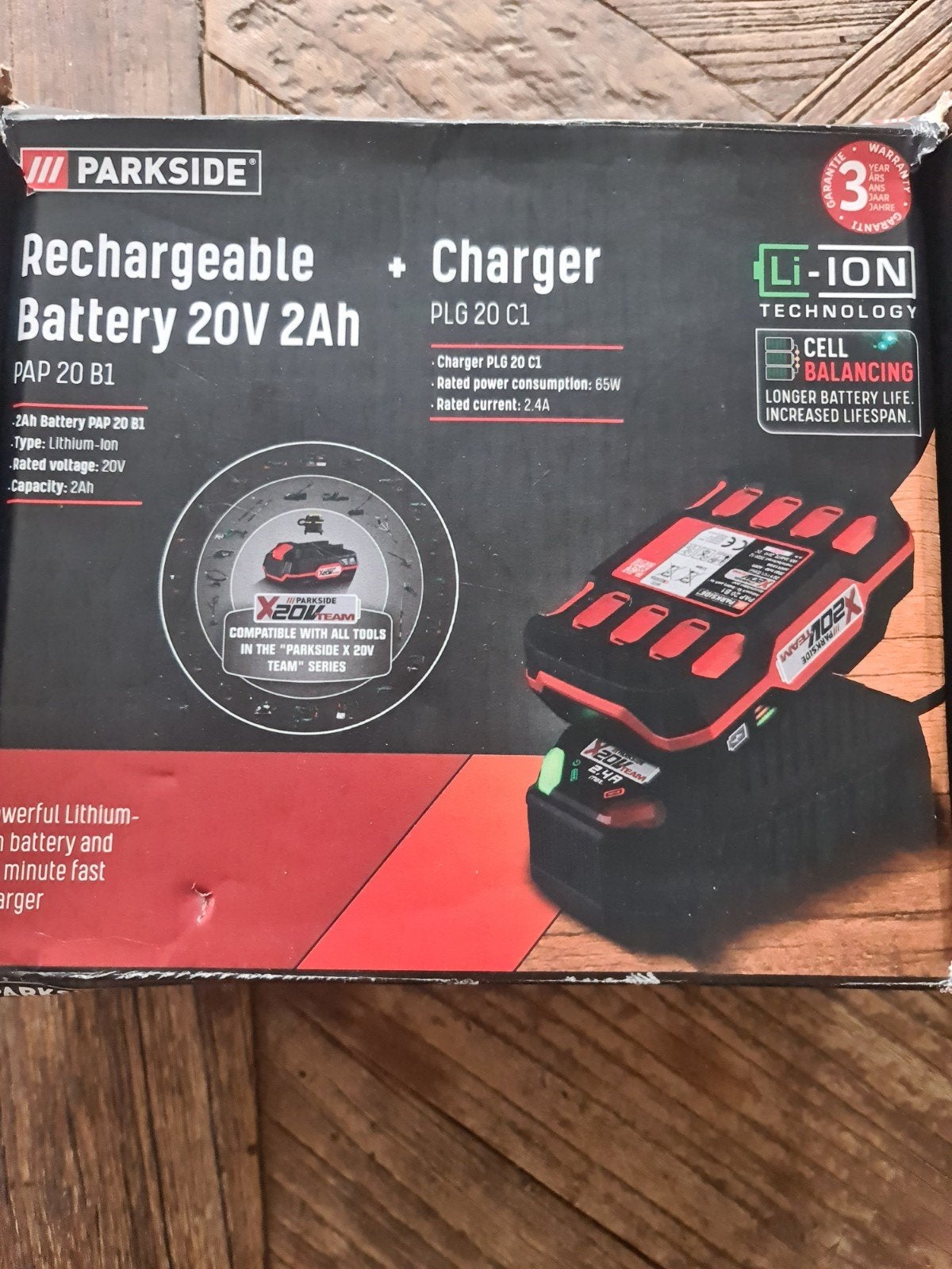 Parkside 20V 2Ah Accu en Oplader Set nieuw, Ophalen of Verzenden, Nieuw, 600 watt of meer, Overige typen