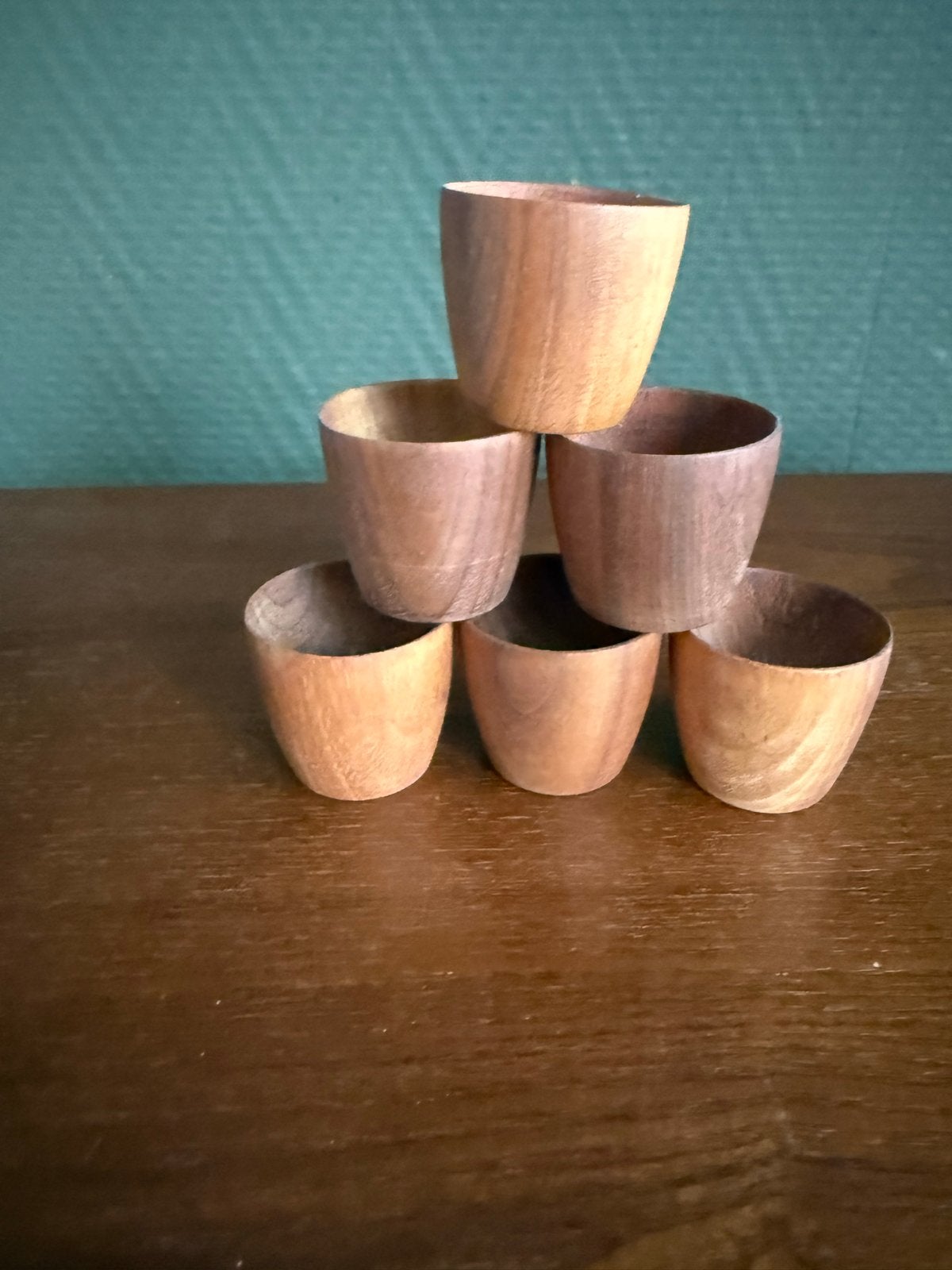 Set van 6 Vintage Houten Eierdopjes, Antiek en Kunst, Ophalen of Verzenden