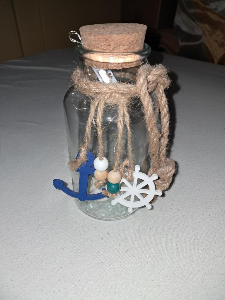 Decoratie fles met schelpen en lichtjes, Ophalen of Verzenden