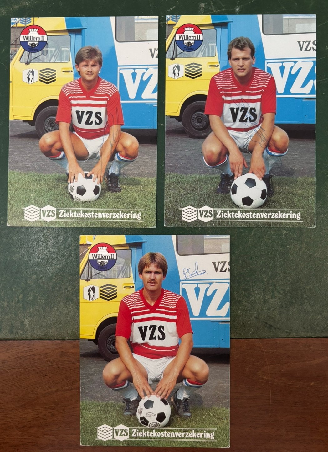 3 gesigneerde spelerskaarten Willem II 85-86, Ophalen of Verzenden, Zo goed als nieuw, Willem II, Spelerskaart